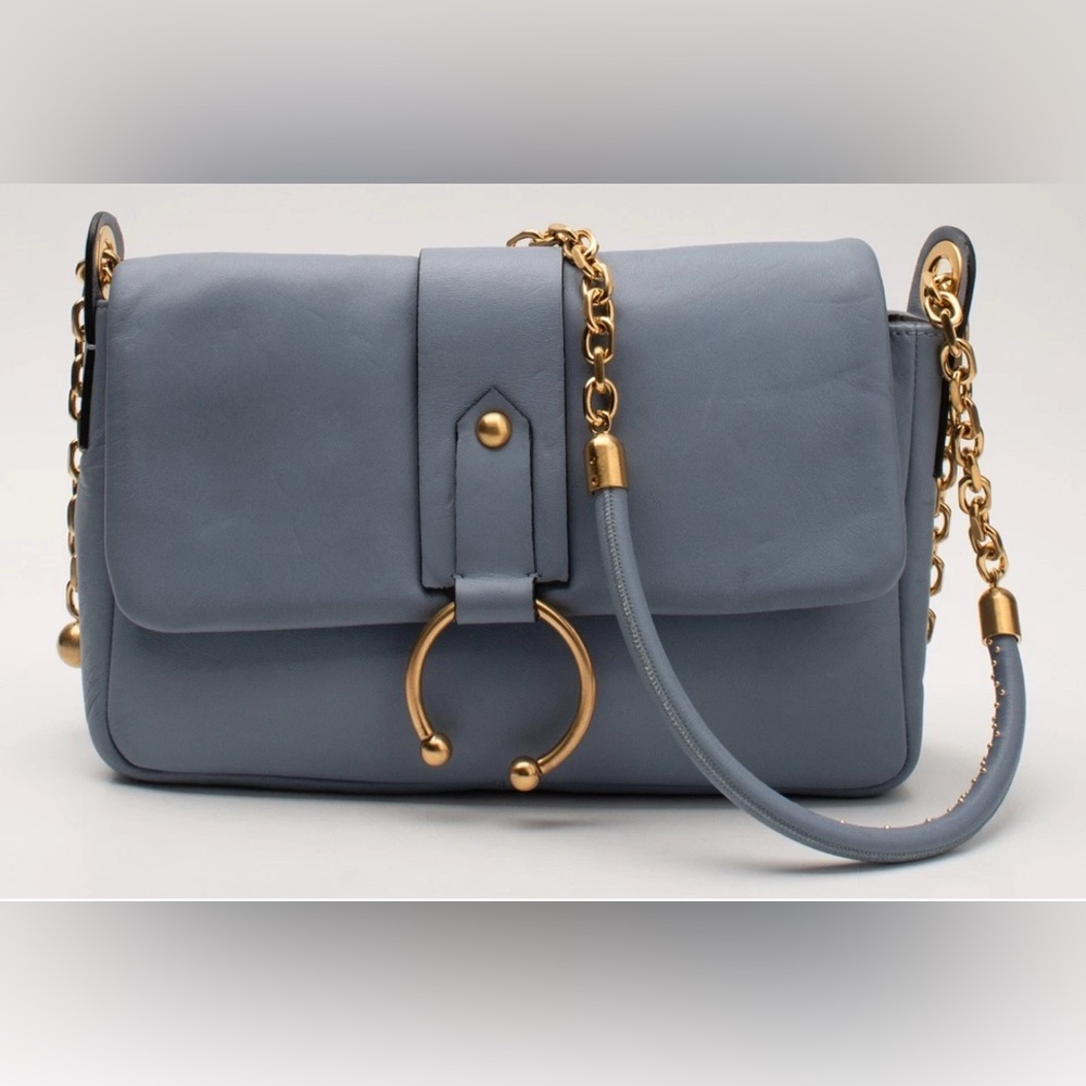 RED VALENTINO Leather Flap Crossbody Studded Padded Chain Strap New w/ defects